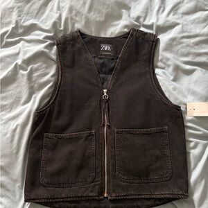 Zara Charcoal Denim Vest